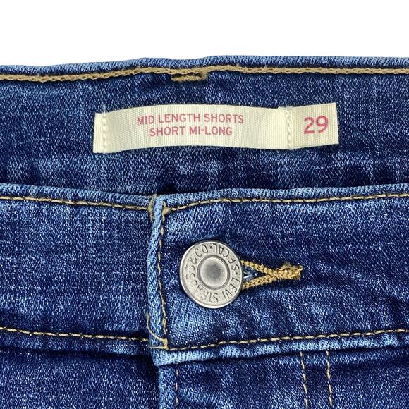 LEVI'S Mid Length Denim Shorts Sz 29 Blue - Picture 7 of 12